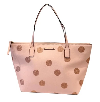 Kate Spade Women's Hani Haven Lane Pink Polka Dot Tote Double Strap Zip - Image 1 of 4