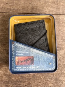 Wrangler Black Bifold Front Pocket Wallet Slim Design Casual Genuine Leather NEW - Picture 1 of 8