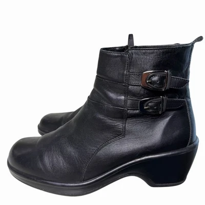 Dansko Bibi Moto Botines Mujer 10.5 Negro Cuero Hebilla Grueso Zueco 41 Foto 1 de 4