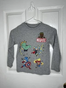 Marvels Heros Shirt Boys Size XS 4-5 Long Sleeve Crew Neck - Picture 1 of 4