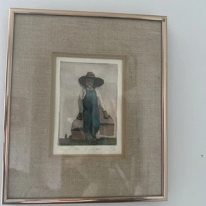 Paul Phifer Etching “Berry Picker” Framed 128/200 Signed - Picture 1 of 4