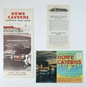 Lote efímero carpeta de recuerdo de colección Howe Caverns NY guía de carreteras interestatal mapa - Imagen 1 de 11