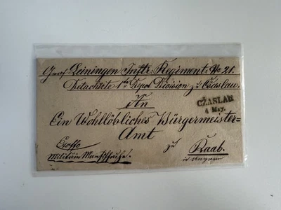 1833 Austrian Military Cover – Čáslav to Raab, Stampless Folded Letter, Red Wax - Image 1 of 3