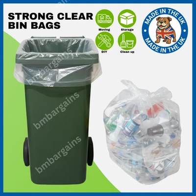 200 EXTRA STRONG CLEAR HEAVY DUTY REFUSE SACKS STRONG 18x33x39 - Image 1 of 4