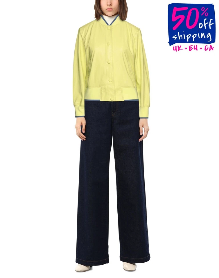 RRP€235 ARMANI EXCHANGE Bomber Jacket L PU Leather Popper Front Ribbed Neck - Image 1 of 4