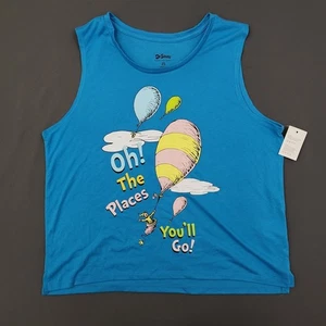Dr. Seuss Oh the Places You'll Go Shirt Youth Girls Medium M 8-10 Tank Blue - Picture 1 of 13