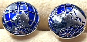 World Map Globe Cuff Links Travel Gift Cufflinks Honeymoon Cruising Gift Enamel - Picture 1 of 4