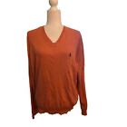 Polo Ralph Lauren Sweater Mens XL Orange Pima Cotton V Neck Pullover