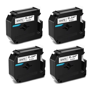 4 Stück Schwarz auf Weiß Schriftband MK231 231 12 mm für Brother PT-65SCCP PT-45M 70HOL - Bild 1 von 12