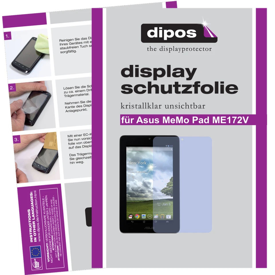 2x Pellicola per Asus MeMo Pad ME172V Prottetiva Transparente Proteggi Schermo - Immagine 1 di 4