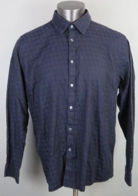 Mens Ted Baker London Long Sleeve Button Front Dress Shirt Size 7 Blue Black - Image 1 of 4