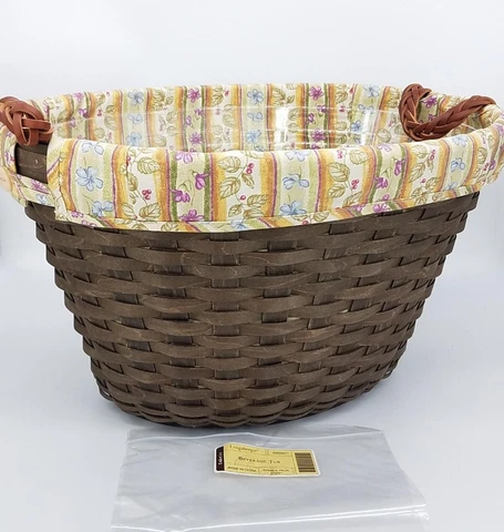 Longaberger Deep Brown Beverage Tub Basket Set Protector Liner PARTY ICE BUCKET Cover