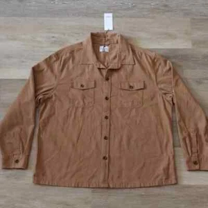 NWT Goodfellow & Co Men's Brown Denim Long Sleeve Button Down Shirt Size XXL - Picture 1 of 7