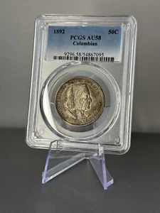 1892 Columbian Exposition Commemorative Silver Half Dollar 50c - PCGS AU58 Toned - Picture 1 of 3