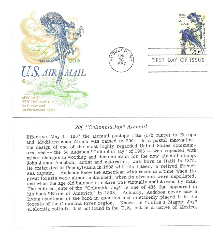 C71 Columbia Jays Cover Craft Cachets, CCC, FDC - Image 1 of 1