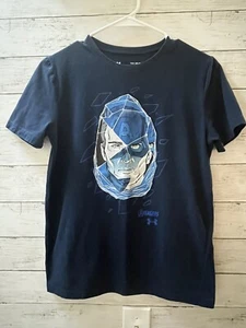 Under Armour Heat Gear Marvel Avengers Size Youth L Loose Fit Navy Blue EUC - Picture 1 of 4