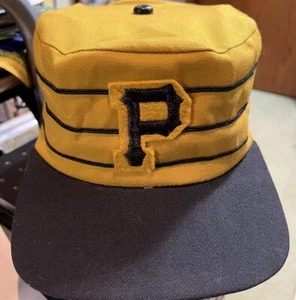 Vintage 1960’s NOS Pittsburgh Pirates Hat Cap Pinstripes Black & Yellow Beanie L - Picture 1 of 8