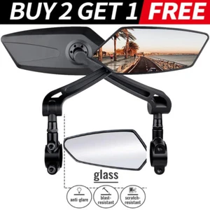 Bicycle Bike Cycle Handlebar Rear View Mirrors Rearview Rectangle Back Mirror - Picture 1 of 19