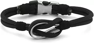 DURUJ PARACORD MENS WRISTBAND MULTI STYLE ADJUSTABLE ANTIC ANCHOR PREMIUM BLACK - Picture 1 of 5