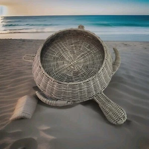 Cesta tejida grande en forma de tortuga 22" POR 4" PLAYA TEJIDA OCÉANO COSTA  - Imagen 1 de 7