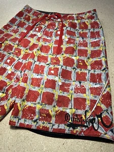 VTG Y2K QuikSilver Board Shorts Mens Size 30 Embroidered Surf Swim Trunks Skate - Picture 1 of 15
