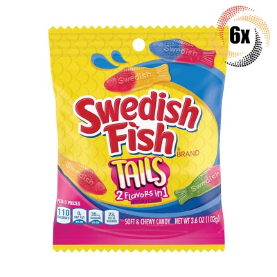 6x Bags Swedish Fish Tails 2in1 Flavors Soft & Chewy Gummy Candy | 3.6oz - Image 1 of 2