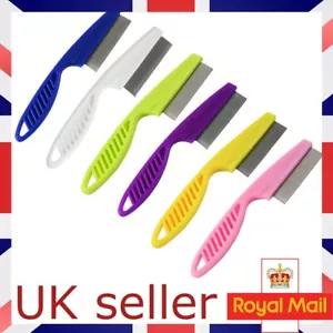 More details for pet comb dog cat puppy kitten flea stainless pin hair and fur grooming brush uk