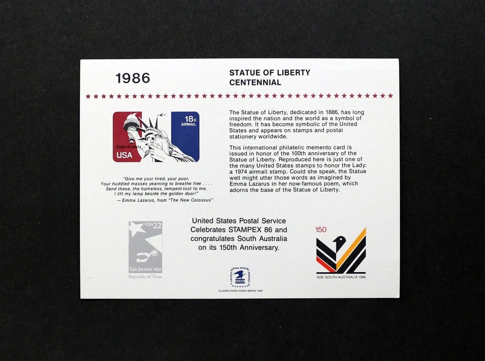 USPS PS62A Souvenir Card With Stampex Overprint - Image 1 of 1