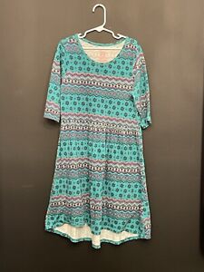 Faded Glory ottom Teal Floral Dress Girls 10/12