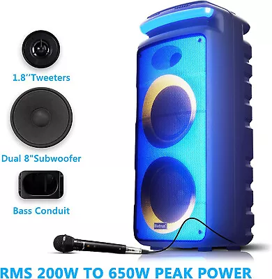 Altavoz PA recargable interior/exterior 8"" subwoofers RMS 200W - 650W potencia máxima Foto 1 de 4