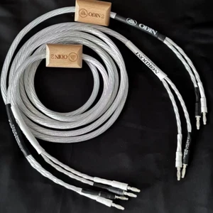 Audiophile Sterling Silver Plated 7NOFC Speaker Cable 2x 2 Meter Banana Plugs - Picture 1 of 6