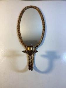 Vintage Home Interiors Mirror Sconce Candle Holder Gold Tassel Rope Wall Hanging - Picture 1 of 4