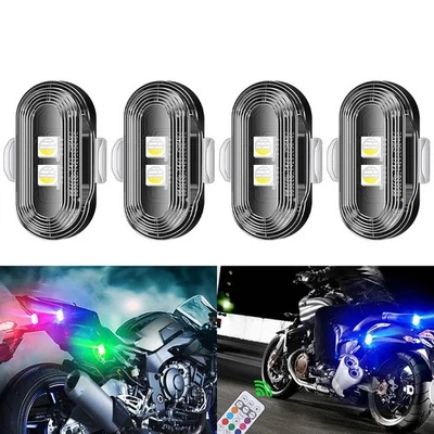RGB Wireless LED Strobe Lights for Motorcycle Car Truck with USB Charge - Image 1 of 4