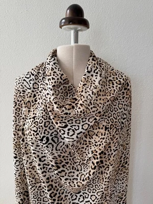 Viscose Krepp 2 Mtr x 1,55 Leo Creme Braun Schwarz  Italien - Bild 1 von 4