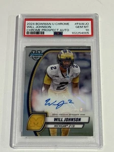 WILL JOHNSON RC 2024 BOWMAN U CHROME ROOKIE AUTO PSA 10 GEM MINT MICHIGAN - Picture 1 of 2