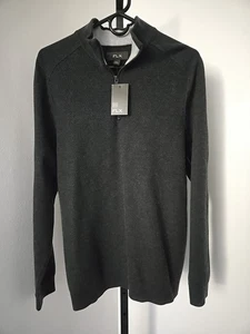 NEU FLX 1/4 Zip Sweater Herren M anthrazit grau Mock Neck Pullover Strick Bangladesh - Bild 1 von 5