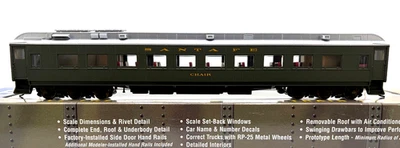 HO WALTHERS 932-10352 SILLA DE COCHE DE PESO PESADO SANTA FE PULLMAN TECHO VERDE PLATEADO Foto 1 de 2