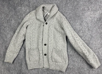 Janie and Jack Boys Cable Shaw Collar Knit Cardigan Gray Pockets Winter Snow  6 - Image 1 of 4