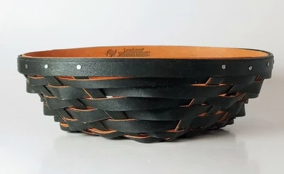 Cesta de diamantes pequeña ovalada hecha a mano Longaberger negra y naranja de 7,5" firmada, EE. UU. Foto 1 de 4