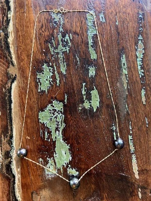 Perfekt QVC Collier - 14K Gold 585 - mit 3 Tahiti-Zuchtperlen - wie neu  - Bild 1 von 4