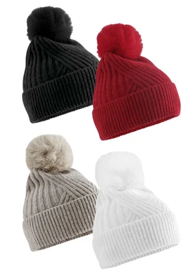 Chapeau De Ski Luxe Épais En Tricot Côtelé Recyclé Beechfield - Photo 1/3