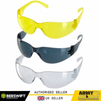 Safety Glasses Specs Click Traders Ancona Work Spectacles 3 Lens Colours Adults
