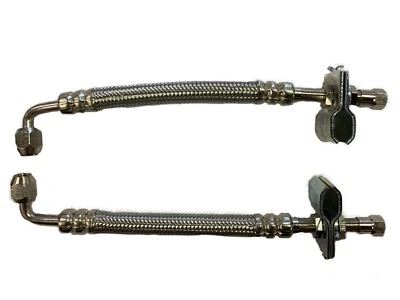 2 STEEL DUAL WHEEL VALVE STEM EXTENDER EXTENSION 9IN 90 degree STAINLESS HOSES  - Image 1 of 3