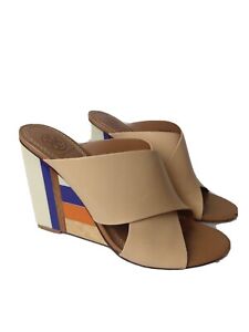 Size 7 Tory Burch Perspex Color Cube Color Block Leather Wedges