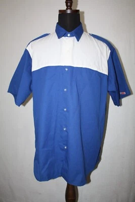 Vtg Simpson Sz XL Blue White Blank Short Sleeve Button Up Shirt Racing Pit Crew - Image 1 of 4