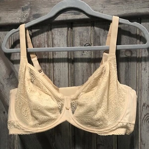 Dominique Apparel Women's Soft Cup Lace Underwire Bra Nude Beige Bow 40C NWOT - Picture 1 of 18