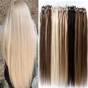 THICK 100% Remy Human Hair Extensions Micro Loop Tips Ring Bead 1G / 0.5G 300PCS - Picture 1 of 32