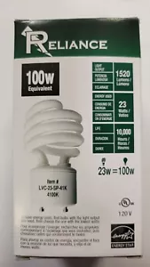5 pack - Reliance 23W GU24 CFL Spiral Light Bulb 4100K 23W = 100W Equivalent - Picture 1 of 3