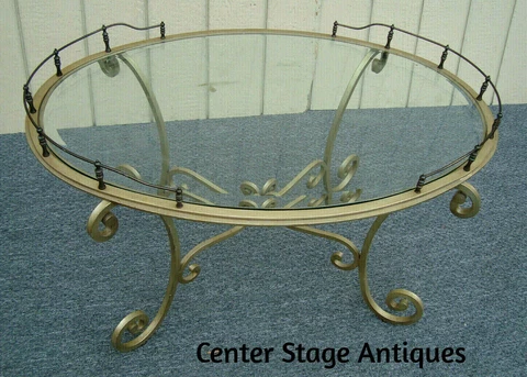 61307 Brass and Iron Glass Top Modern Coffee Table Stand QUALITY Cover