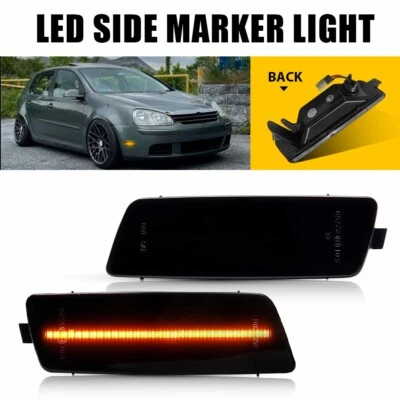 For 06-09 VW MK5 Golf GTI Rabbit Jetta Smoked Amber LED Front Side Marker Light - Image 1 of 4